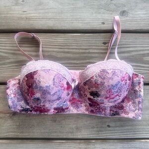 Secret Lace Elegant Floral Lace Bra - Light Pink 36B